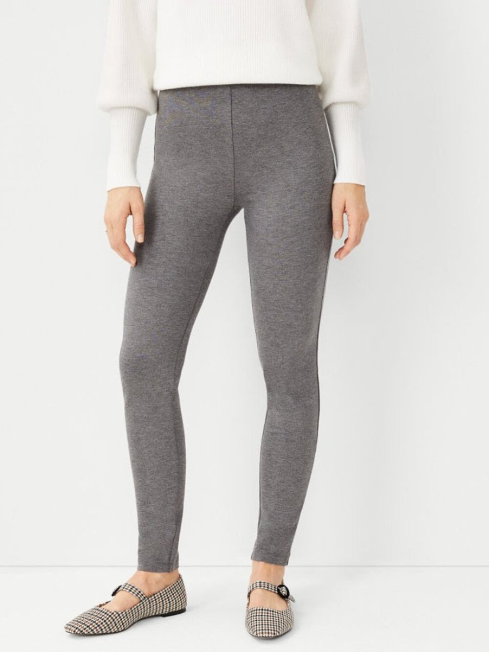 Ann Taylor Side Zip Leggings in Gray Melange Size Petite M
